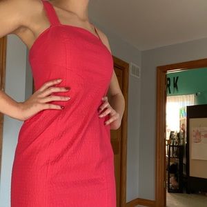 W by Worth bright coral summer lined dress as 2